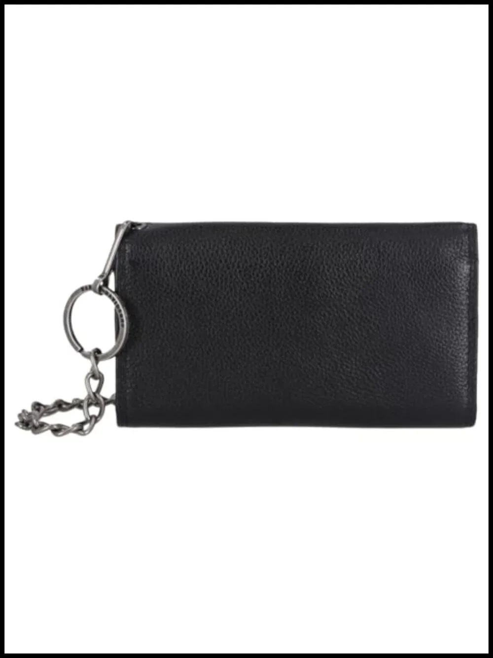 Genuine Leather Trifold Wallet with Detachable Chain and RFID Protection